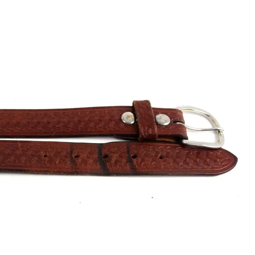 R.A.U. Co TOOLED BROWN REAL LEATHER 1 3/8
